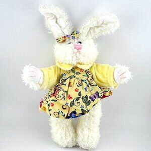 1997 Chrisha Playful Plush Easter Bunny 10" White Rabbit Jointed Stuffed Animal
